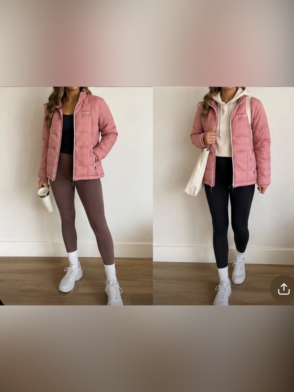 Columbia Omni-Heat Pink Puffer Jacket Women's Large Quilted Winter Coat